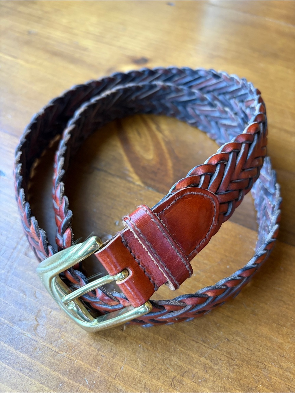 Talbots Genuine Leather Braided Brown Belt - XL